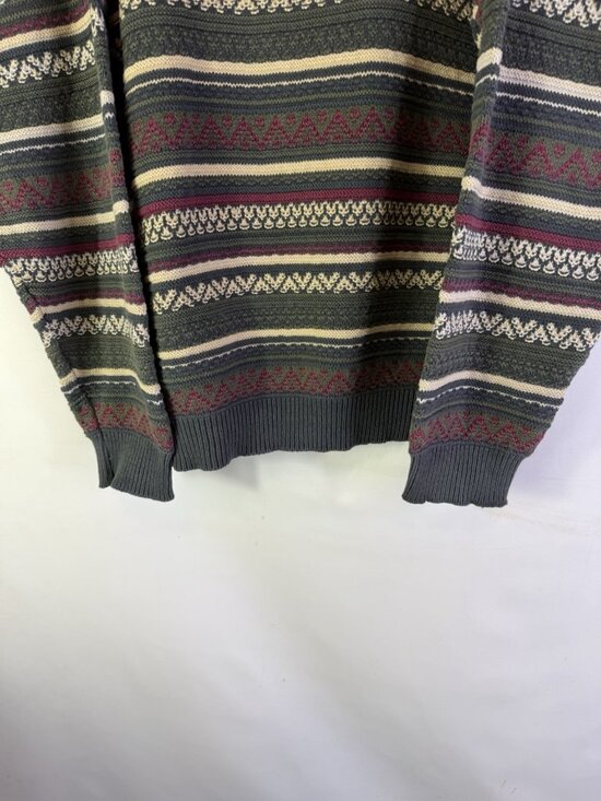 Vintage 90s Coogi Style 3D Knit Rainbow Crewneck Sweater Streetwear - Picture 2 of 6